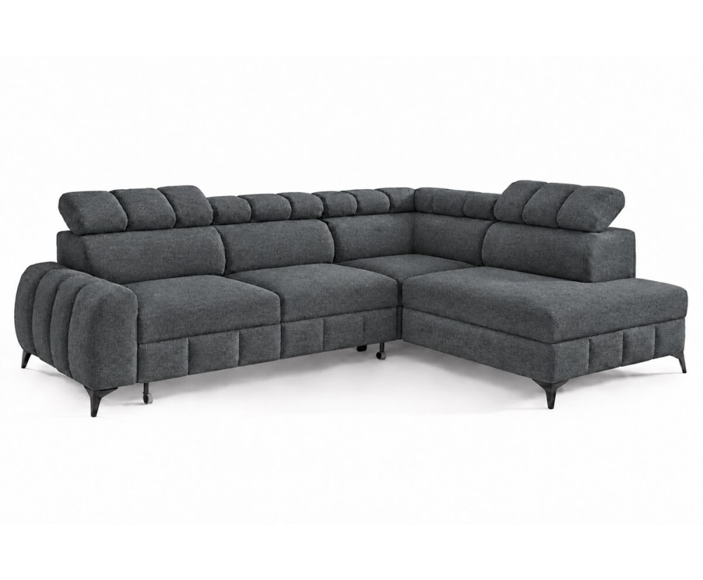 Modernes Ecksofa mit Schlaffunktion und Bettkasten, einstellbare Kopfteile, TRIVIO N1