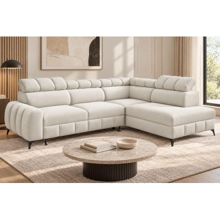 Modernes Ecksofa mit Schlaffunktion und Bettkasten, einstellbare Kopfteile, TRIVIO N1