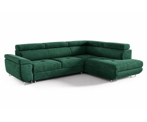 Ecksofa mit Schlaffunktion und Bettkasten, einstellbare Kopfteile, Ottomane rechts, TRIVIO N3