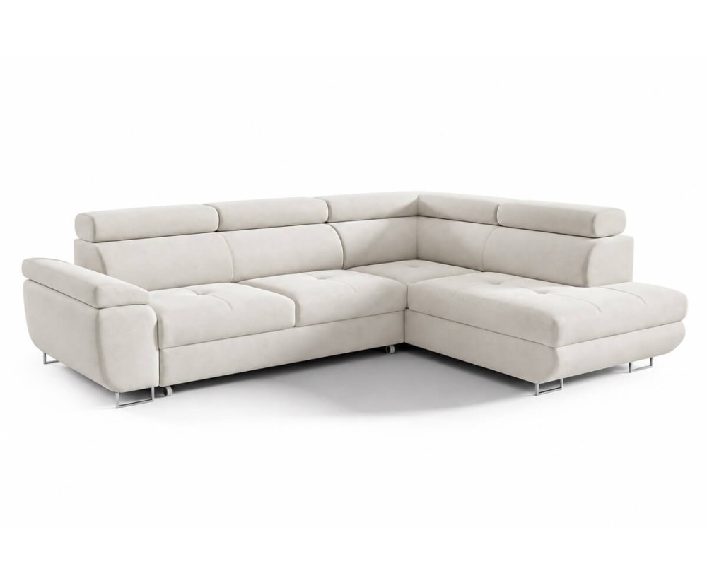 Ecksofa mit Schlaffunktion und Bettkasten, einstellbare Kopfteile, Ottomane rechts, TRIVIO N3