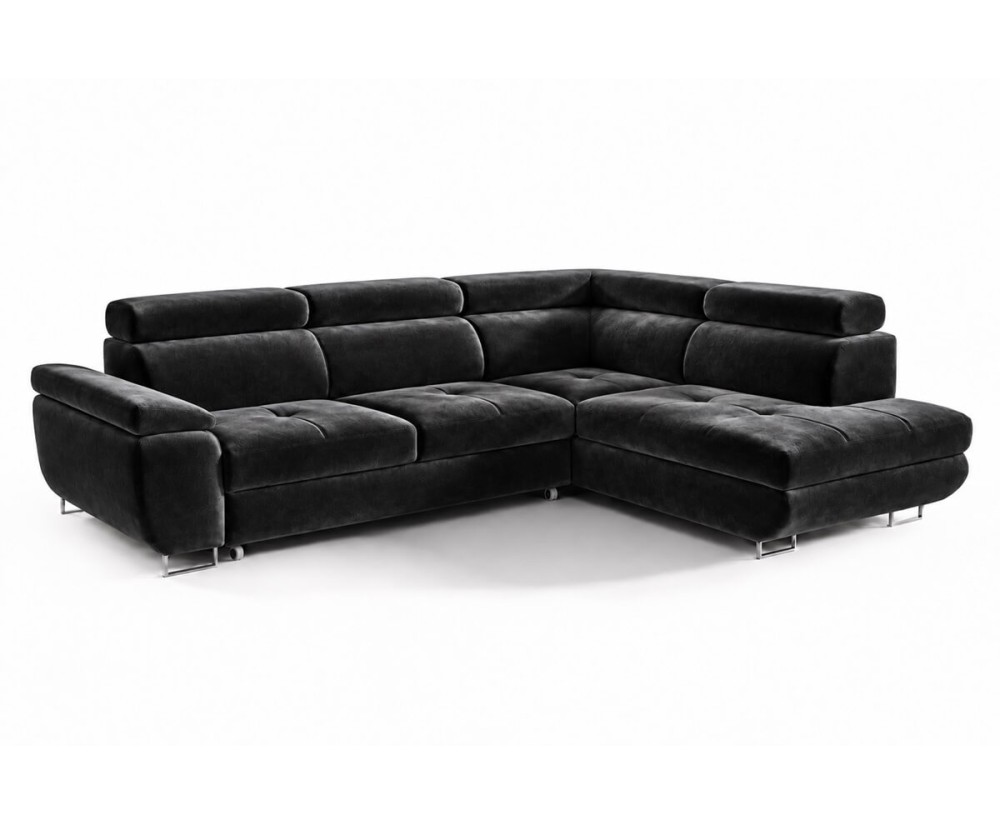 Ecksofa mit Schlaffunktion und Bettkasten, einstellbare Kopfteile, Ottomane rechts, TRIVIO N3