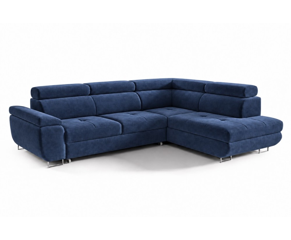 Ecksofa mit Schlaffunktion und Bettkasten, einstellbare Kopfteile, Ottomane rechts, TRIVIO N3