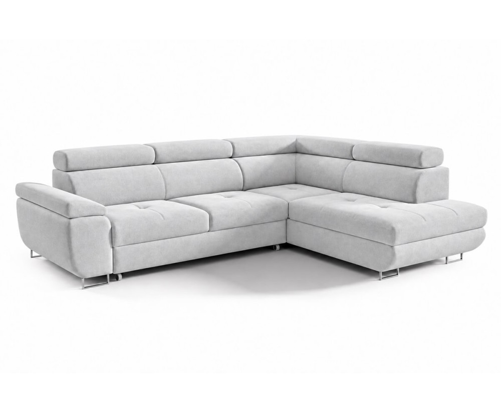 Ecksofa mit Schlaffunktion und Bettkasten, einstellbare Kopfteile, Ottomane rechts, TRIVIO N3