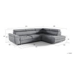 Ecksofa mit Schlaffunktion und Bettkasten, einstellbare Kopfteile, Ottomane rechts, TRIVIO N3
