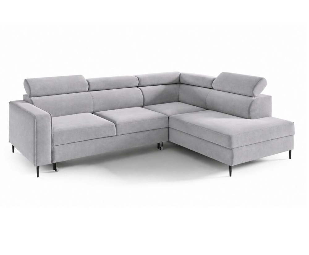 Ecksofa mit Schlaffunktion und Bettkasten, einstellbare Kopfteile, TRIVIO N6