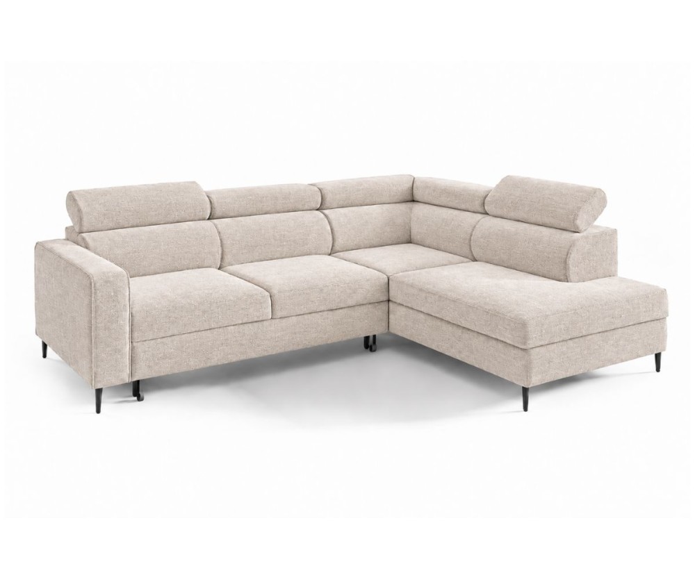 Ecksofa mit Schlaffunktion und Bettkasten, einstellbare Kopfteile, TRIVIO N6