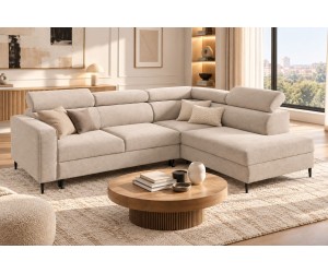 Ecksofa mit Schlaffunktion und Bettkasten, einstellbare Kopfteile, TRIVIO N6