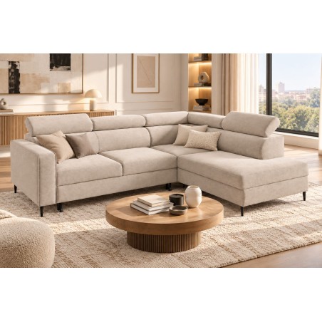 Ecksofa mit Schlaffunktion und Bettkasten, einstellbare Kopfteile, TRIVIO N6