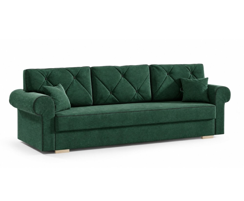 Elegantes 3-Sitzer-Sofa, Couch mit Schlaffunktion und Bettkasten, TRIVIO K2