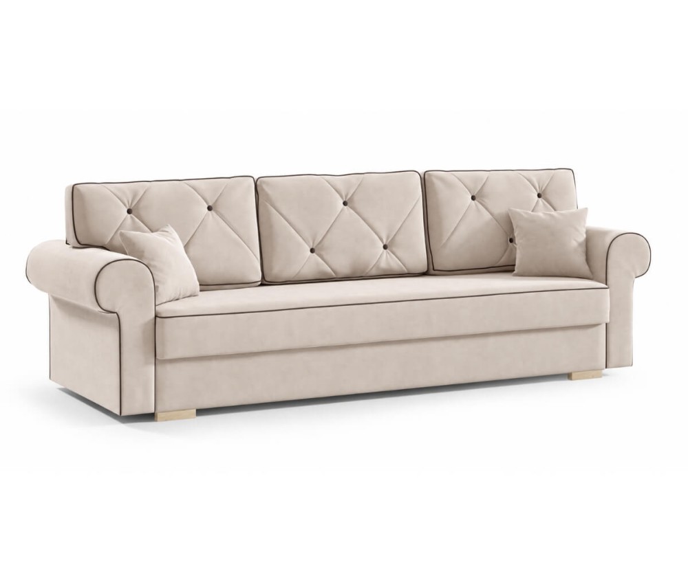 Elegantes 3-Sitzer-Sofa, Couch mit Schlaffunktion und Bettkasten, TRIVIO K2