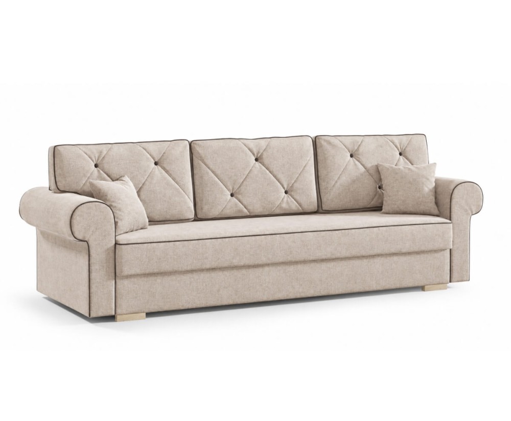 Elegantes 3-Sitzer-Sofa, Couch mit Schlaffunktion und Bettkasten, TRIVIO K2