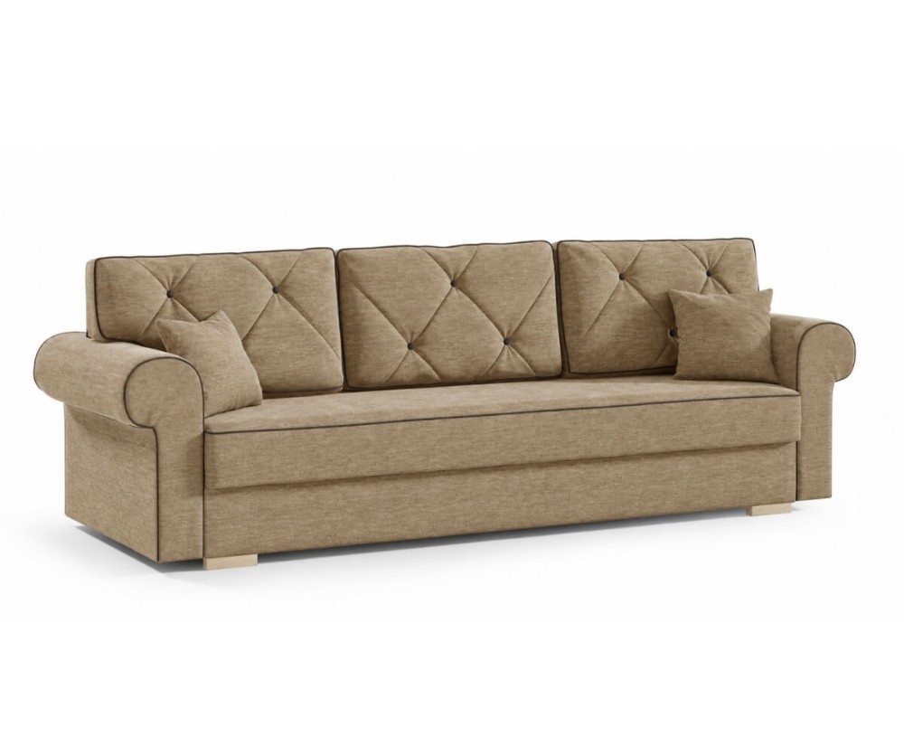 Elegantes 3-Sitzer-Sofa, Couch mit Schlaffunktion und Bettkasten, TRIVIO K2