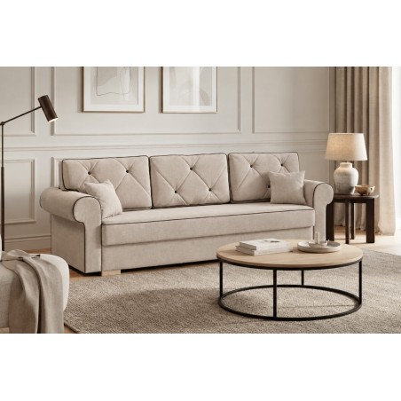 Elegantes 3-Sitzer-Sofa, Couch mit Schlaffunktion und Bettkasten, TRIVIO K2