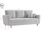 Schlafcouch im skandinavischen Stil mit Bettkasten, 3-Sitzer-Sofa, TRIVIO K3