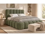 Schlafzimmerbett 180x200 cm mit Stauraum und hohem Kopfteil, Lattenrost mit Metallrahmen, Bubble Bett SOFTY