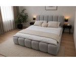 Schlafzimmerbett 180x200 cm mit Stauraum und hohem Kopfteil, Lattenrost mit Metallrahmen, Bubble Bett SOFTY
