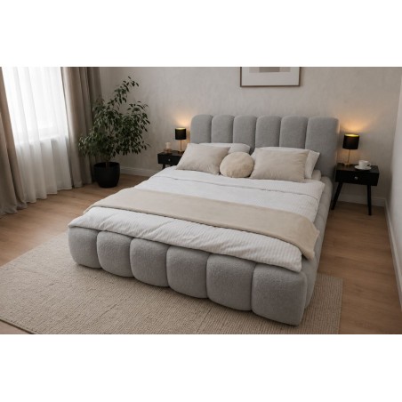 Komfortbett 200x200 cm mit Stauraum und tiefen Nähten, Lattenrost mit Metallrahmen, Bubble Bett SOFTY