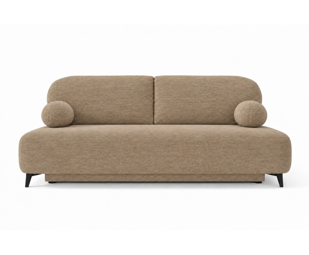 Schlafcouch, 2-Sitzer-Sofa mit Schlaffunktion und Bettkasten, Stoff Boucle, TRIVIO K15