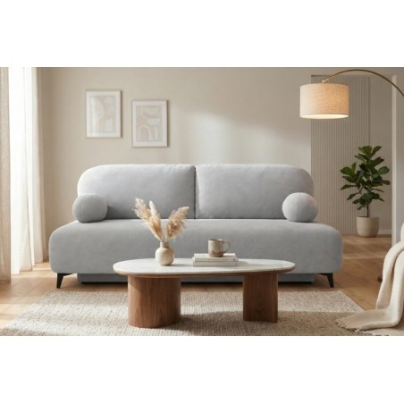 Schlafcouch, 2-Sitzer-Sofa mit Schlaffunktion und Bettkasten, Stoff Boucle, TRIVIO K15