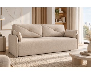 Schlafcouch mit Rückenkissen, 2-Sitzer-Sofa mit Schlaffunktion und Bettkasten, TRIVIO K9