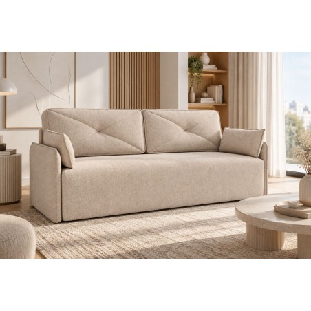 Schlafcouch mit Rückenkissen, 2-Sitzer-Sofa mit Schlaffunktion und Bettkasten, TRIVIO K9