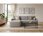 Ecksofa mit Schlaffunktion und Bettkasten, Ottomane universal, Stoff ABRIAMO Boucle, Farbvarianten, TRIVIO N9