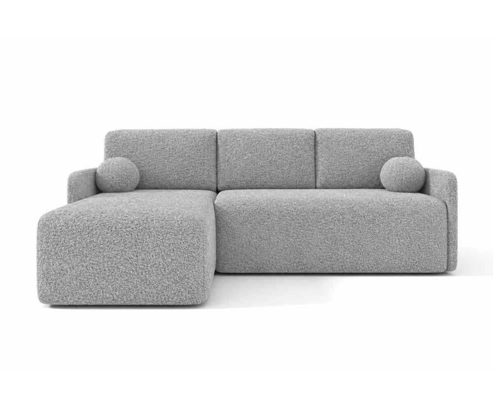 Ecksofa mit Schlaffunktion und Bettkasten, Ottomane universal, Stoff ABRIAMO Boucle, Farbvarianten, TRIVIO N9