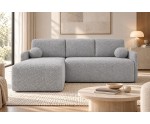Ecksofa mit Schlaffunktion und Bettkasten, Ottomane universal, Stoff ABRIAMO Boucle, Farbvarianten, TRIVIO N9
