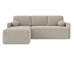 Ecksofa mit Schlaffunktion und Bettkasten, Ottomane universal, Stoff ABRIAMO Boucle, Farbvarianten, TRIVIO N9