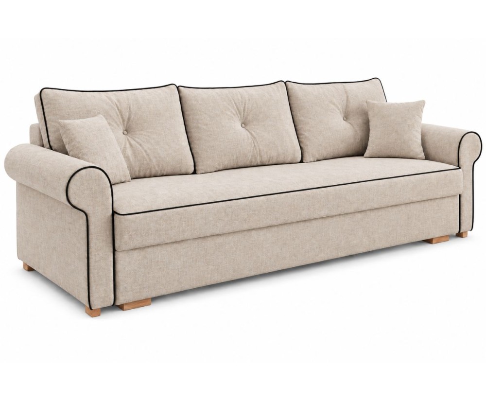 Elegantes 3-Sitzer-Sofa mit Schlaffunktion und Bettkasten, Schlafcouch, TRIVIO K4