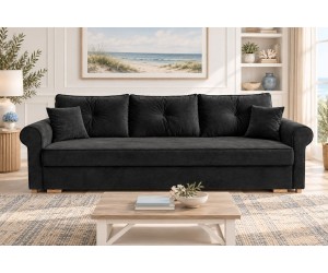 Elegantes 3-Sitzer-Sofa mit Schlaffunktion und Bettkasten, Schlafcouch, TRIVIO K4