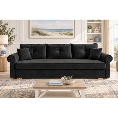 Elegantes 3-Sitzer-Sofa mit Schlaffunktion und Bettkasten, Schlafcouch, TRIVIO K4