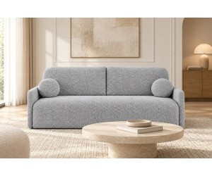 Schlafcouch mit Schlaffunktion und Bettkasten, 3-Sitzer-Sofa, Rückenkissen, TRIVIO K12