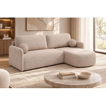 Ecksofa rechts / links mit Schlaffunktion und Bettkasten, Chenille-Stoff, TRIVIO N10