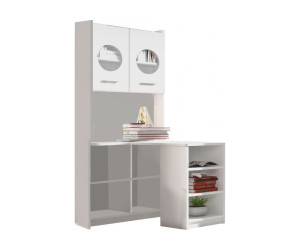 Białe biurko narożne z regałem MAJA 