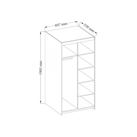Kleiderschrank 2-türig, Schrank in drei Farbvarianten, SELENA