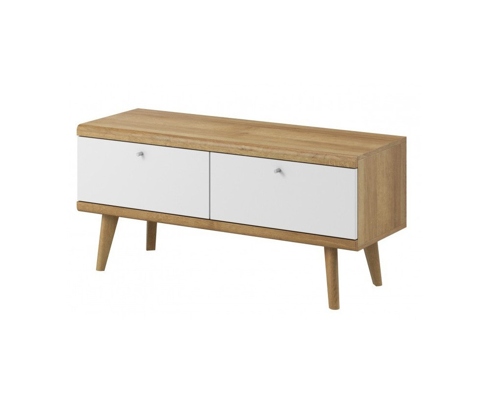 TV-Schrank Breite 107 cm im skandinavischen Stil, Eiche Riviera / weiß, BERGEN 1