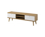 TV-Schrank 160 cm im nordischen Design, Fernsehschrank Eiche Riviera / weiß, BERGEN 2
