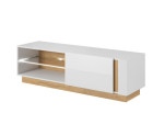 ARKOS G TV-Schrank, TV-Board 138 cm mit Glasablage, optional mit LED-Beleuchtung, weiß + Grandson Eiche