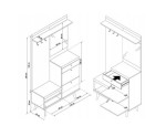 Garderoben-Set im skandinavischen Stil, Flurgarderobe mit Spiegel, Eiche Riviera / weiß, BERGEN