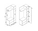 Garderoben-Set mit Spiegel, Flurgarderobe weiß, KIMI Garderoben-Set mit Spiegel, Flurgarderobe weiß, KIMI