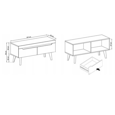 Fernsehtisch, TV Lowboard RTV107 Eiche Artisan Qualität, ALTA