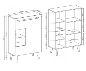 Wohnzimmer Set ALTA, Eiche Aristan Lowboard, Vitrine, Couchtisch, Kommode, Kaffeetisch