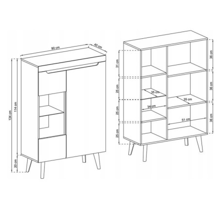 Wohnzimmer Set ALTA, Eiche Aristan Lowboard, Vitrine, Couchtisch, Kommode, Kaffeetisch
