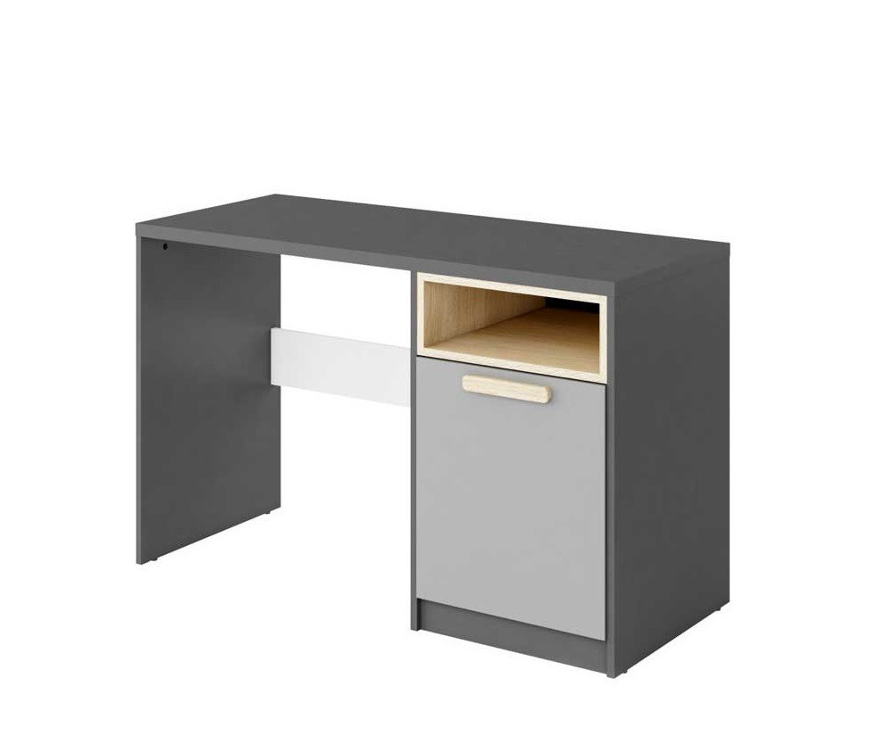 Schreibtisch, Graphit, Buche Ibsen, helles Grau und Weiß, Jugendzimmer, POK PO 09