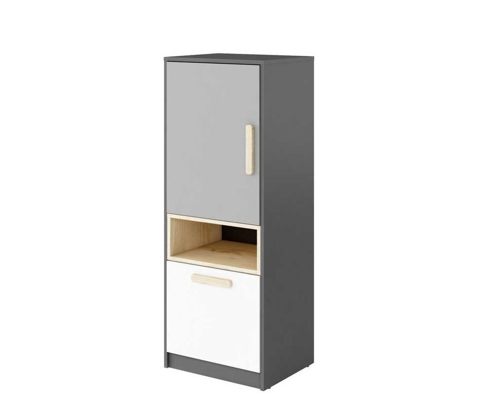 Regal, 50 cm, Graphit, Buche Ibsen, helles Grau und Weiß, Jugendzimmer, POK PO 07