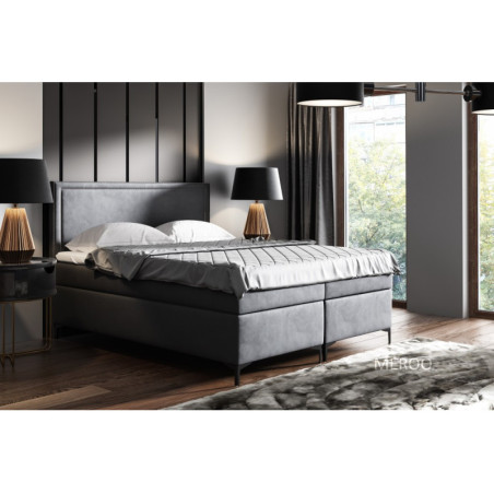 Boxspringbett 140x200 cm, Ehebett, Hotelbett mit Kopfteil und Bettkasten, PRESTO 1M