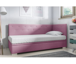 Polsterbett 80x180 cm für Mädchen mit Bettkasten und Kristall-Steppung, ohne Matratze, Jugendbett PRINCESS 1R