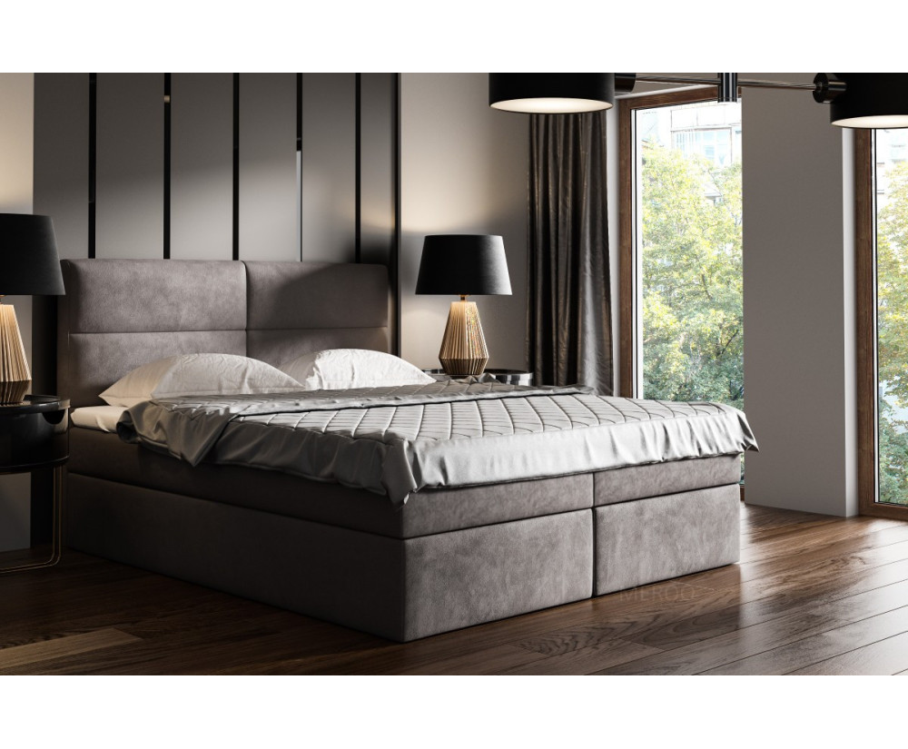 Boxspringbett 140x200 cm, Ehebett, Hotelbett, mit Kopfteil und Bettkasten, QUATTRO