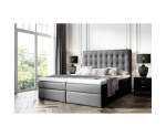 Boxspringbett 140x200 cm, Ehebett, Hotelbett, im Glamour-Stil, Kopfteil mit Kristallen, MAGNUS 11A